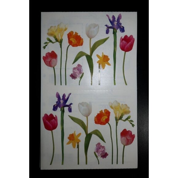 VTG Mrs. Grossman's Stickers Spring Stems Flowers Bouquet Tulips Daffodils Lilac - Picture 1 of 3